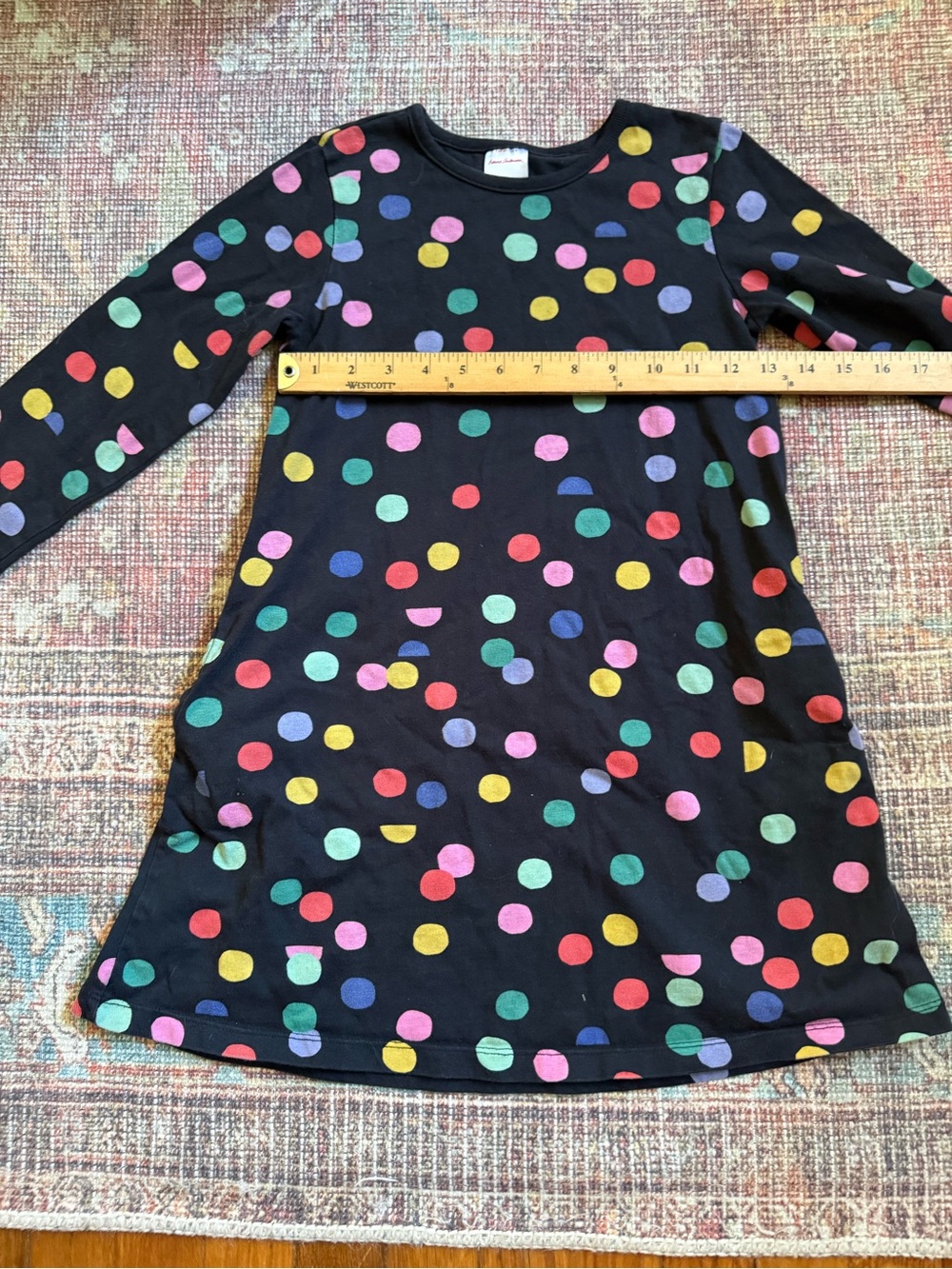 Hanna Andersson size 8 Kids Polka Dot Long-Sleeve Dress with pockets - Picture 3 of 9